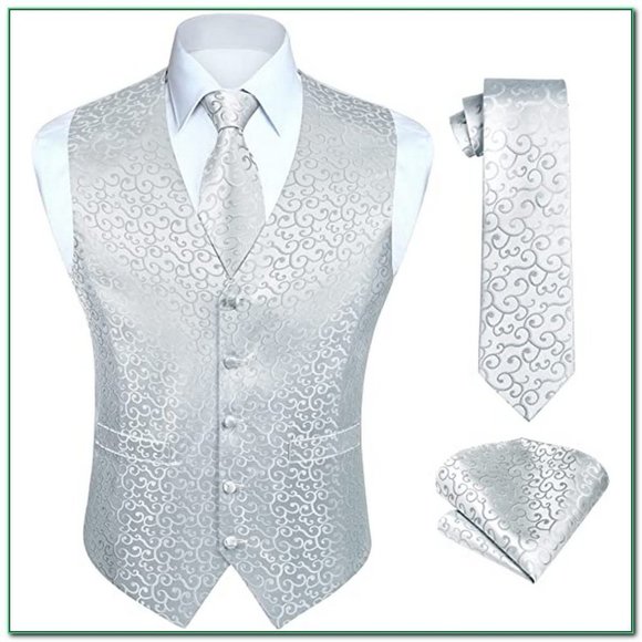 𝅺men's Paisley Floral Jacquard Suit Vest, White-new